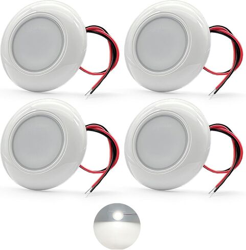 Boat Courtesy Lights, 12V/24V Marine LED Boat Interior Lights, 3 Inch Surface Mount Deck Lighting, IP67 Waterproof for Bass Exterior Kayak RV Yacht Pontoon (4pcs) in Kuwait