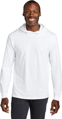 Jerzees Classics Unisex Cotton Long Sleeve Hooded T-Shirt 363LH-White-L in Kuwait