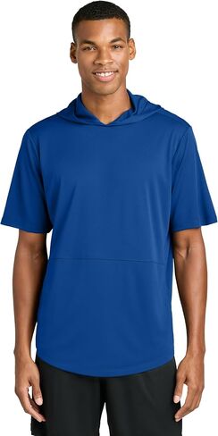 SPORT-TEK Unisex Club Short Sleeve Hoodie - Moisture-Wicking Hooded Shirt for Men & Women, Light & Breathable, Front Pockets in Kuwait
