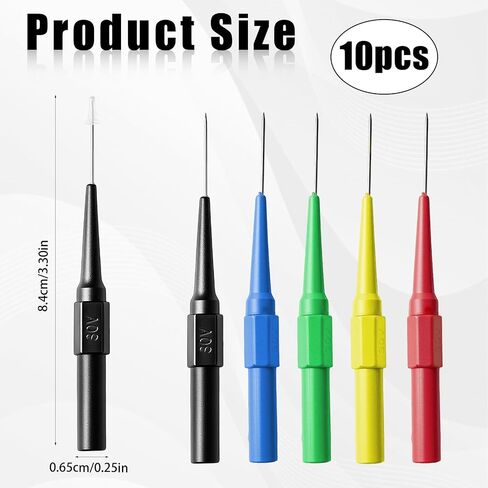 10PCS Colorful Back Probe Kit with 4mm Banana Socket (0.7mm Needle) & Protective Caps, Non-Destructive Automotive Wire Piercing Test Probes for Multimeter, Circuit Tester & Car Diagnostic Tools in Kuwait