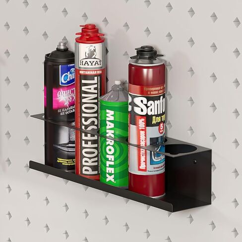 Heavy Duty Steel Spray Can Holder, Wall Mounted 4-Pack | Steel, holds 5 cans each, 16.5"W, rust-resistant, wall-mount hardware included, for garage/workshop tools, 4-pack in Kuwait