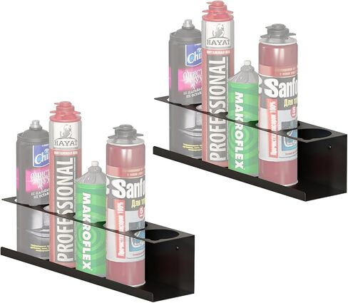 Heavy Duty Steel Spray Can Holder, Wall Mounted 4-Pack | Steel, holds 5 cans each, 16.5"W, rust-resistant, wall-mount hardware included, for garage/workshop tools, 4-pack in Kuwait