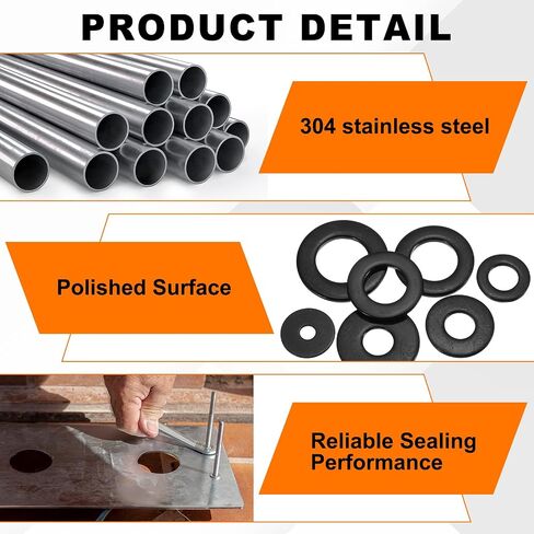 MECCANIXITY 20 Pcs M6 ID x 20 mm OD Flat Washers, 304 Stainless Steel Metal Washers Black Zinc Sealing Crush Rings for Screws and Bolts in Kuwait