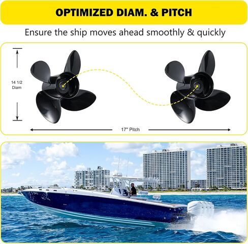 14 1/2 x 17 Replace OEM#3587520 Aluminum Outboard Boat Propeller for Volvo Penta SX Sterndrives Drive Engines 130-300HP 4 Blades 19 Spline Tooth RH in Saudi Arabia