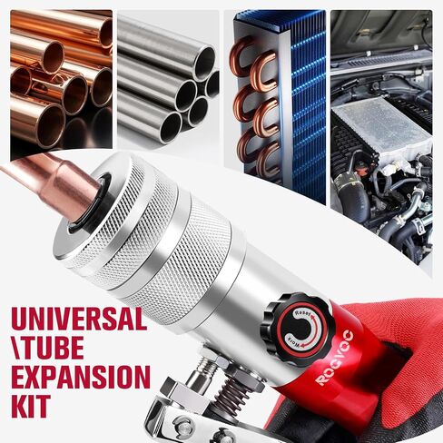 Hydraulic Tube Expander, HVAC Copper Swaging Tool Kit for 3/8 to 1-1/8 Inch OD, 7 Pipe Expander Heads, Pipe Cutter, Deburring Tool for Soft Copper and Aluminum Pipes in Saudi Arabia