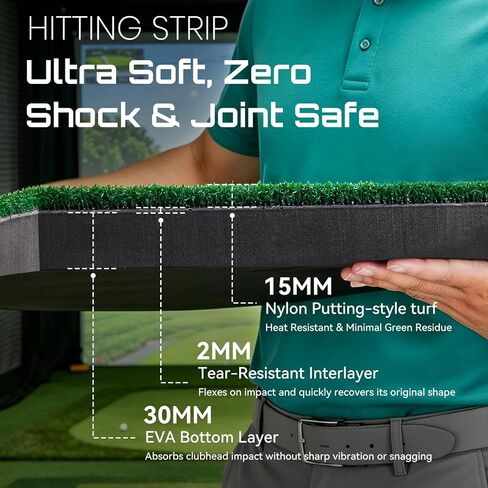 Golf Hitting Strips, Professional Grade 30″ x 12″ x 67mm/30″ x 12″ x 47mm Replaceable Golf Hitting Mat, Simulator Putting Driving Training Practice Insert Turf Green Accessories for Indoor/Outdoor in Kuwait