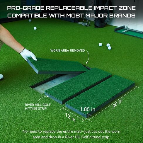 Golf Hitting Strips, Professional Grade 30″ x 12″ x 67mm/30″ x 12″ x 47mm Replaceable Golf Hitting Mat, Simulator Putting Driving Training Practice Insert Turf Green Accessories for Indoor/Outdoor in Kuwait