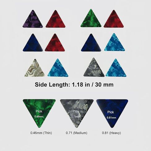 12 Packs Guitar Picks, 0.46 0.71 0.81 mm Plectrums, Colorful Celluloid Guitar Accessories for Bass Electric Acoustic Guitars Ukulele in Kuwait