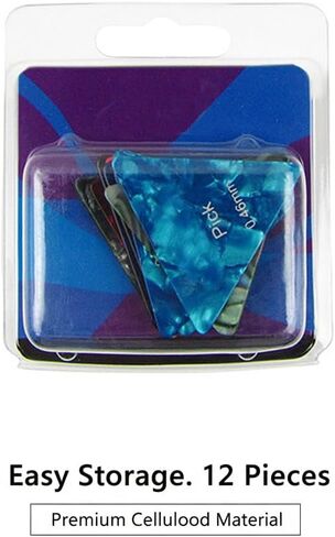 12 Packs Guitar Picks, 0.46 0.71 0.81 mm Plectrums, Colorful Celluloid Guitar Accessories for Bass Electric Acoustic Guitars Ukulele in Kuwait