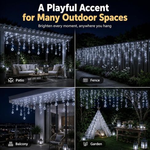 Solar Soccer String Lights, 11.5FT Soccer Ball Curtain Lights with 96 LEDs & 24 Hanging Strands, 8 Modes Timer Outdoor Soccer Party Decorations for Patio Game Day Fan Room in Kuwait