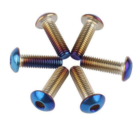 6 قطعة M5x16mm عجلة القيادة مسامير الربط تفتق المحروق الأزرق التيتانيوم إنهاء الفولاذ المقاوم للصدأ ألين عرافة الترباس شقة رئيس in Kuwait