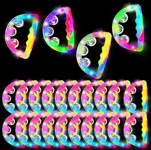 LED Tambourines for Adults, Light Up Tambourine Bulk with Multicolor Glow, Wedding Party Dance Floor Props, Musical Percussion Instruments for Nightlife, Festivals & Events (12pcs) in Saudi Arabia