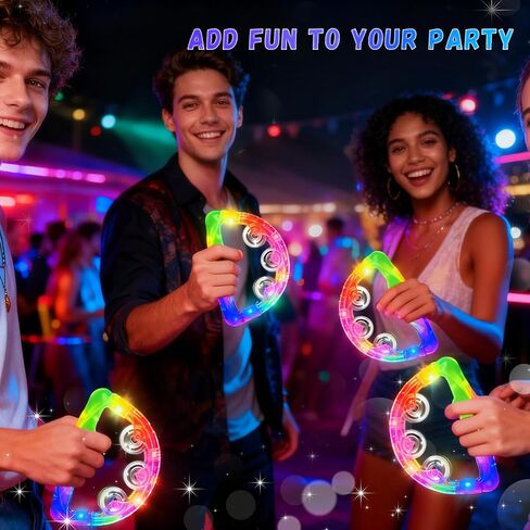 LED Tambourines for Adults, Light Up Tambourine Bulk with Multicolor Glow, Wedding Party Dance Floor Props, Musical Percussion Instruments for Nightlife, Festivals & Events (12pcs) in Saudi Arabia