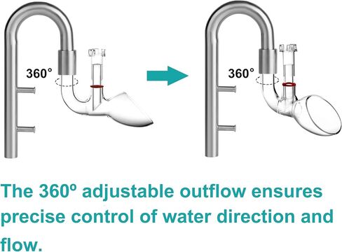 Stainless Steel Lily Pipe Set – Hybrid Steel & Detachable Glass Outflow with Skimmer, 360° Multi-Level Inflow - Fish & Shrimp Safe, Easy to Clean (13mm for 1/2'' i.d. (12/16 mm) tubing) in Saudi Arabia