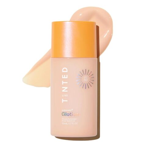 Live Tinted Hueguard Glotion Mineral Tinted Sunscreen For Face SPF 50 – Lightweight Fragrance-Free Sunscreen – Clean & Vegan Primer With SPF - Light Medium .5 FL Oz in Saudi Arabia