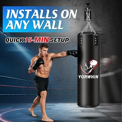 YORWHIN Punching Bag Hanger, Boxing Bag Wall Bracket Heavy Hanger Rated Hanging Stand Silent Rotation for Home Gym Indoor Outdoor Boxing Exercise in Kuwait