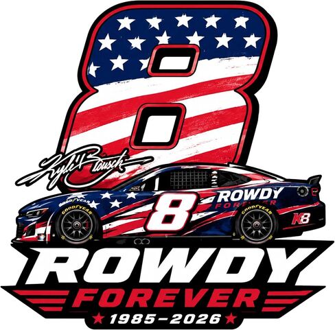 ملصق Kyle Busch Rowdy Forever، ملصق سباق من الفينيل مقاس 5 بوصات، ملصق سيارة سباق وطني رقم 8 للسيارات وأجهزة الكمبيوتر المحمولة والأكواب والمبردات والمصدات in Kuwait