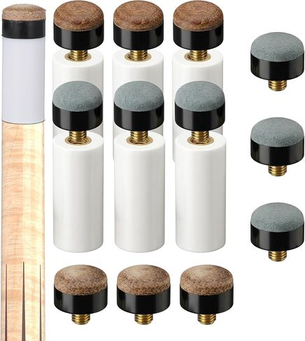 12 Sets Que Tips, White & Blue Pool Cue Tips Ferrules 12mm/13mm | Slip-On Cue Tip Replacement Kit for Billiard Table Accessories in Kuwait