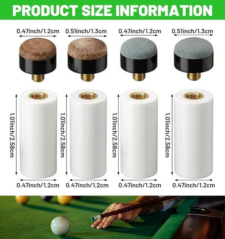 12 Sets Que Tips, White & Blue Pool Cue Tips Ferrules 12mm/13mm | Slip-On Cue Tip Replacement Kit for Billiard Table Accessories in Kuwait