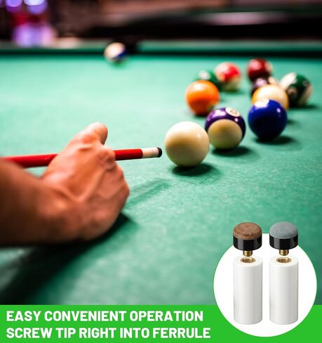 12 Sets Que Tips, White & Blue Pool Cue Tips Ferrules 12mm/13mm | Slip-On Cue Tip Replacement Kit for Billiard Table Accessories in Kuwait