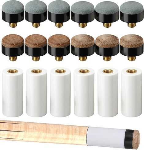 12 Sets Que Tips, White & Blue Pool Cue Tips Ferrules 12mm/13mm | Slip-On Cue Tip Replacement Kit for Billiard Table Accessories in Kuwait