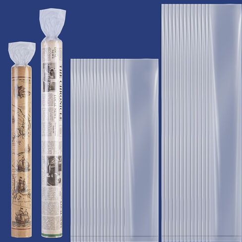 50 Pack Extra Long Poster Sleeves 6x40, 6x50 Inch Assorted Narrow Plastic Bags 4 Mil Heavy Duty Clear Blueprint Tube for Storage Flat Open Waterproof Poly Bag for Posters Maps Artwork in Kuwait