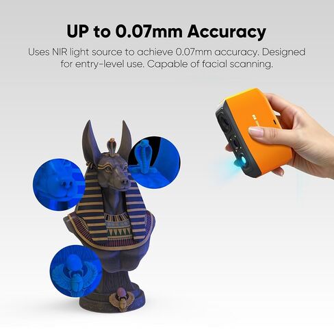 ماسح ضوئي ثلاثي الأبعاد من 3DMakerpro Fox، ماسح ضوئي ثلاثي الأبعاد بدقة 0.07 مم للطباعة ثلاثية الأبعاد، مسح سهل للمبتدئين للكائنات الصغيرة والكبيرة in Kuwait