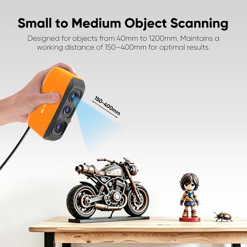 ماسح ضوئي ثلاثي الأبعاد من 3DMakerpro Fox، ماسح ضوئي ثلاثي الأبعاد بدقة 0.07 مم للطباعة ثلاثية الأبعاد، مسح سهل للمبتدئين للكائنات الصغيرة والكبيرة in Kuwait