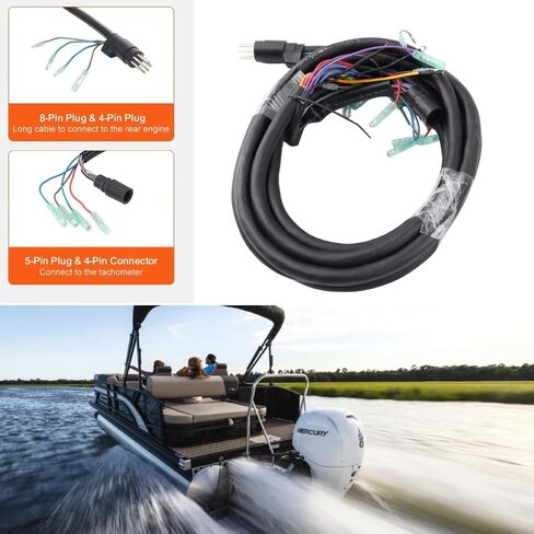 كابل الأسلاك الرئيسي مناسب لـ Mercury Marine MerCruiser Quicksilver، 881170A15،17179T1،84-17179T1،17179A1،84-17179A1، 8M0178521، صندوق التحكم عن بعد، 8 دبابيس، طول 15 قدم / 4.57 متر in Kuwait