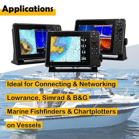 كابل إيثرنت بحري 000-0127-30 بطول 25 قدم متوافق مع Lowrance Hook HDS Elite، Simrad B&G Navico Fishfinder Chartplotter Network، 5-Pin ذكر إلى ذكر in Kuwait