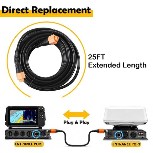 كابل إيثرنت بحري 000-0127-30 بطول 25 قدم متوافق مع Lowrance Hook HDS Elite، Simrad B&G Navico Fishfinder Chartplotter Network، 5-Pin ذكر إلى ذكر in Kuwait