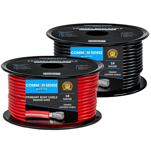 18 AWG UL 1426 (The Real Thing) Marine Wire - Tinned Copper Boat Cable - 20 Feet - Red/Black -Made in The U.S.A. in Kuwait