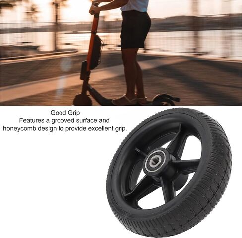 Electric Scooter Rear Wheel Assembly, 165mm/6.5in Rubber Scooter Rear Tire Wheel Shockproof Anti Slip Solid Tires Hub Tyre for Replacement in Kuwait