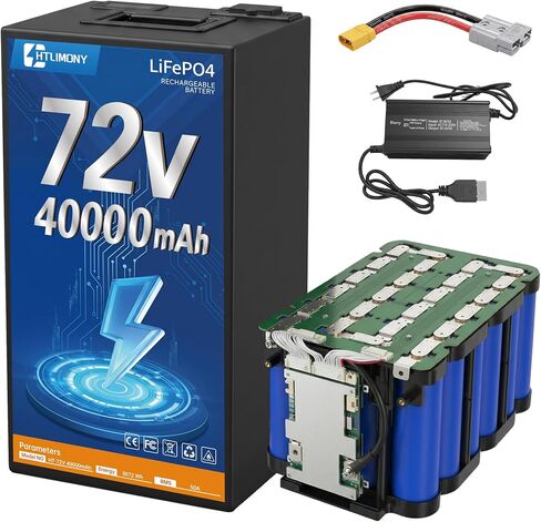 72V 40Ah LiFePO4 Battery DIY Pack, Automotive-Grade Cells | 5A Fast Charger,50A BMS | 4000+ Cycles | 50A Anderson & XT90,Ideal for DIY E-Tricycles, Scooters & Motorcycles in Kuwait