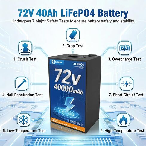 72V 40Ah LiFePO4 Battery DIY Pack, Automotive-Grade Cells | 5A Fast Charger,50A BMS | 4000+ Cycles | 50A Anderson & XT90,Ideal for DIY E-Tricycles, Scooters & Motorcycles in Kuwait
