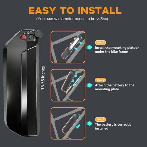 بطارية دراجة كهربائية 48V20Ah، حزمة بطارية ليثيوم مع 30A BMS، قاعدة، قفل آمن، سلك XT60 وضوء مؤشر LED، لمجموعة Ebike 100W-1200W، دراجة كهربائية (معتمدة من UL) in Kuwait
