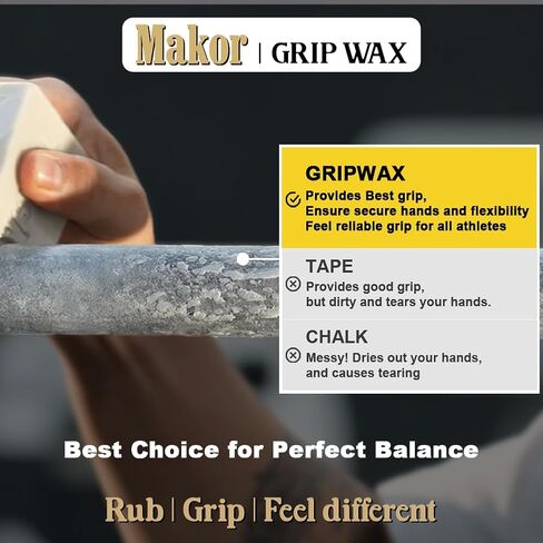 MAKOR 60 جرام GRIPWAX - شريط سحب معزز للقبضة الكل في واحد، حلقات، أجراس كيتل، دمبل، شمع الحدائد للكروس فيت، F45، هيروكس، (0.28، رطل) in Kuwait