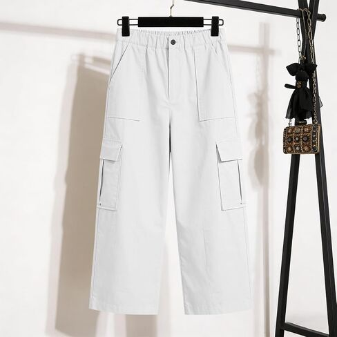 Cargo Capris Pant for Women Casual Capri Pant Summer Baggy Cargo Pants Loose High Waisted Cropped Pants with Pockets in Kuwait