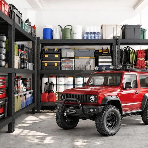 67" W Heavy Duty Garage Shelving, 6000 LBS Metal Storage Shelves with Anti-Fall Rails, 3-Tier Adjustable Storage Rack for Garage, Basement, Warehouse in Kuwait