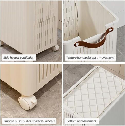 Large Capacity Mop Holder with Wheels, Rolling Broom Storage Organizer On Casters, Heavy Duty Utility Cart for Laundry Room Garage Kitchen Basement, Space Saving Mobile Rack for Cleaning Supplies in Kuwait