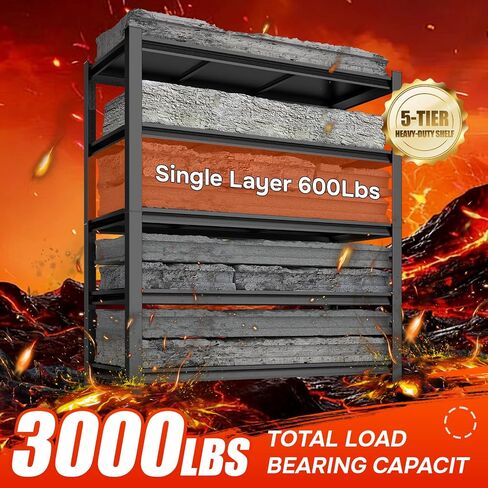 Heavy Duty Garage Shelving,5-Tier Garage Storage Shelves,3000LBS Storage Shelves Heavy Duty,Adjustable 5 Tier Shelving Unit,Heavy Duty Shelving for Garage Storage Warehouse,40''×18''×71'' in Kuwait