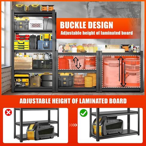 Heavy Duty Garage Shelving,5-Tier Garage Storage Shelves,3000LBS Storage Shelves Heavy Duty,Adjustable 5 Tier Shelving Unit,Heavy Duty Shelving for Garage Storage Warehouse,40''×18''×71'' in Kuwait