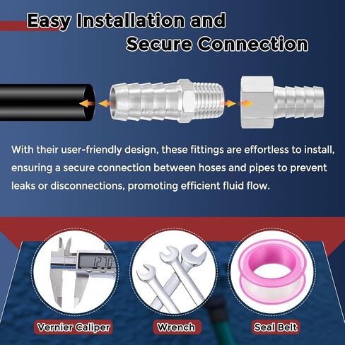 Pack of 1 Stainless Steel Hose Barbs Fittings 3/8" Hose Barbs to 1/4" NPT Male Fittings in Kuwait