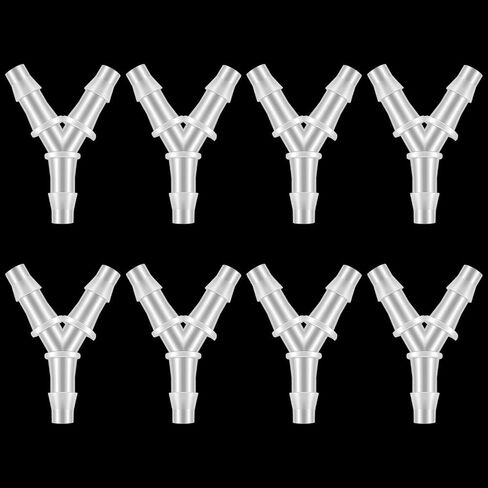 8 Pcs Tube Connector 5mm 3way Hose Splitter Plastic Hose Connector Barb Y Fitting Water Pipe Tubing Joint Splicer Connectors Cannula for Pipe Household Transparent in Kuwait