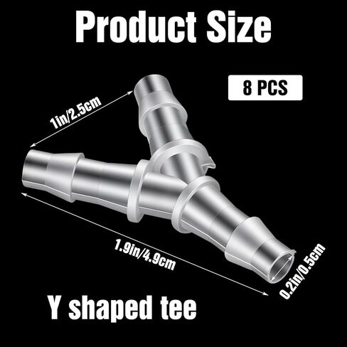 8 Pcs Tube Connector 5mm 3way Hose Splitter Plastic Hose Connector Barb Y Fitting Water Pipe Tubing Joint Splicer Connectors Cannula for Pipe Household Transparent in Kuwait