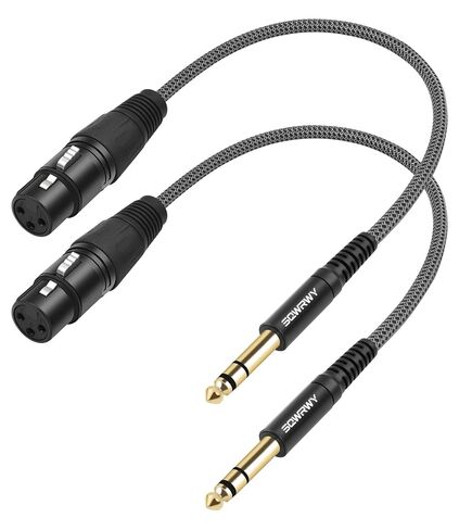 كابل XLR أنثى إلى 1/4 TRS مكون من قطعتين - سلك صوت متوازن بطول 1 قدم، كابل ميكروفون مجدول ذكر XLR ذو 3 دبابيس إلى 6.35 مم TRS ذكر للخلاط، ومكبرات الصوت النشطة، وPatchbay in Kuwait