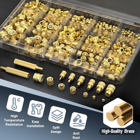 Heat Set Insert Tool Kit, 415Pcs Threaded Inserts Set Brass Nuts | Insert Tips M2 M2.5 M3 M4 M5 M6 M8, 80W Digital Soldering Iron Threaded Inserts for Inserts 3D Printing and Plastic in Saudi Arabia