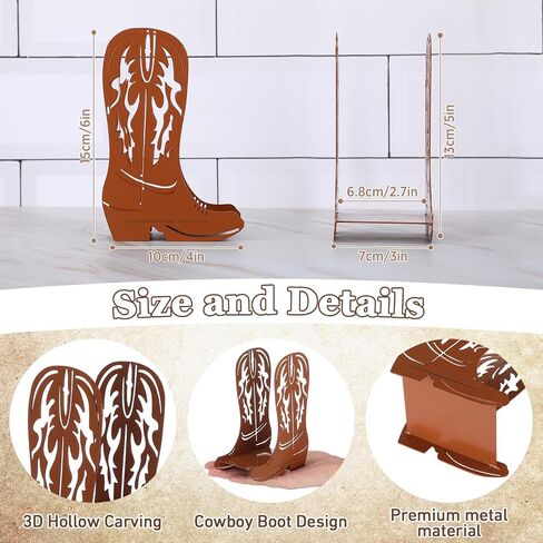 CroBlissful 1 Pcs Western Cowboy Boot Napkin Holder for Table Kitchen Farmhouse Napkin Dispenser Rustic Paper Holder Standing Brown for Western Party Decoration (Metal) in Kuwait