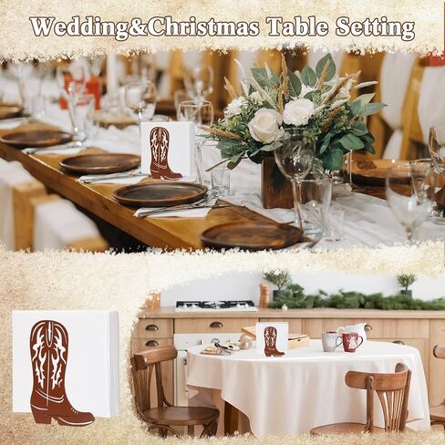 CroBlissful 1 Pcs Western Cowboy Boot Napkin Holder for Table Kitchen Farmhouse Napkin Dispenser Rustic Paper Holder Standing Brown for Western Party Decoration (Metal) in Kuwait