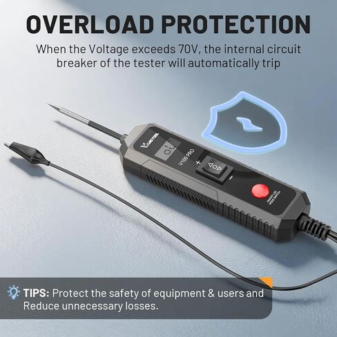 جهاز اختبار مسبار دائرة الطاقة VDIAGTOOL V100 PRO، 6 فولت - 30 فولت تيار مستمر، ضوء اختبار السيارة متعدد الوظائف مع تنشيط المكونات، الجهد الكهربي، اختبار الاستمرارية، حماية من الحمل الزائد لسيارة الدفع الرباعي RV النارية in Kuwait